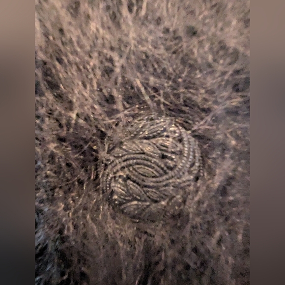 Vintage Hand Knit Mohair Wool Cardigan Sweater Black  Woman's Size 1x 14/16 - Picture 7 of 10